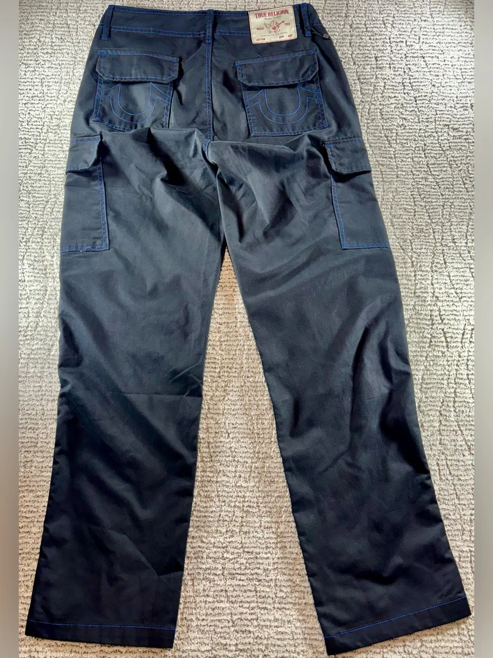 NWT True Religion Men’s Size 30 Jet Black/Pacific Blue Cargo Pants